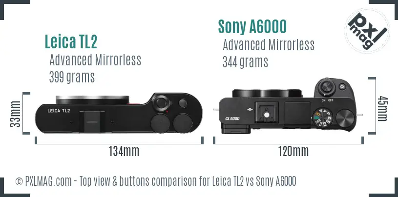 Leica TL2 vs Sony A6000 top view buttons comparison