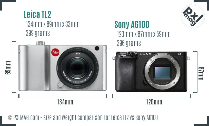 Leica TL2 vs Sony A6100 size comparison