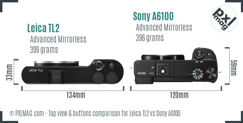 Leica TL2 vs Sony A6100 top view buttons comparison