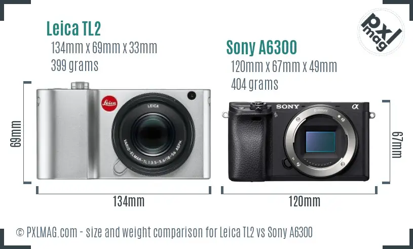 Leica TL2 vs Sony A6300 size comparison