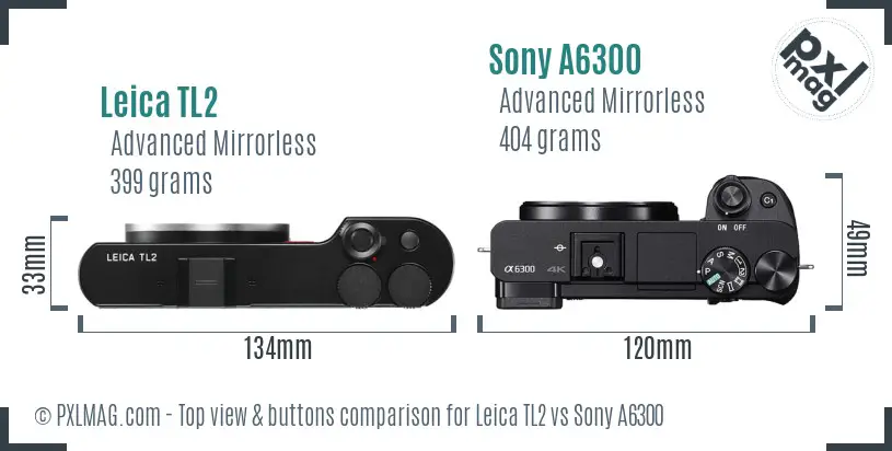 Leica TL2 vs Sony A6300 top view buttons comparison
