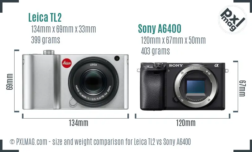 Leica TL2 vs Sony A6400 size comparison