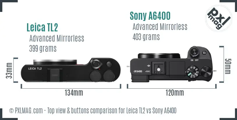 Leica TL2 vs Sony A6400 top view buttons comparison