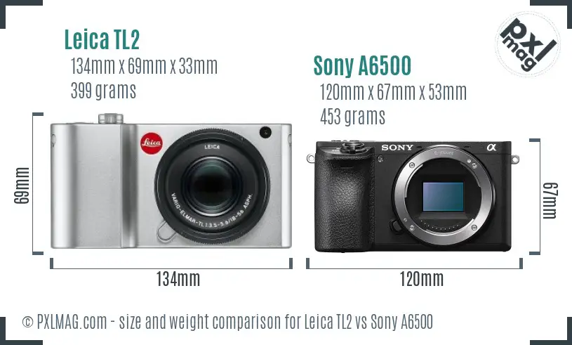 Leica TL2 vs Sony A6500 size comparison