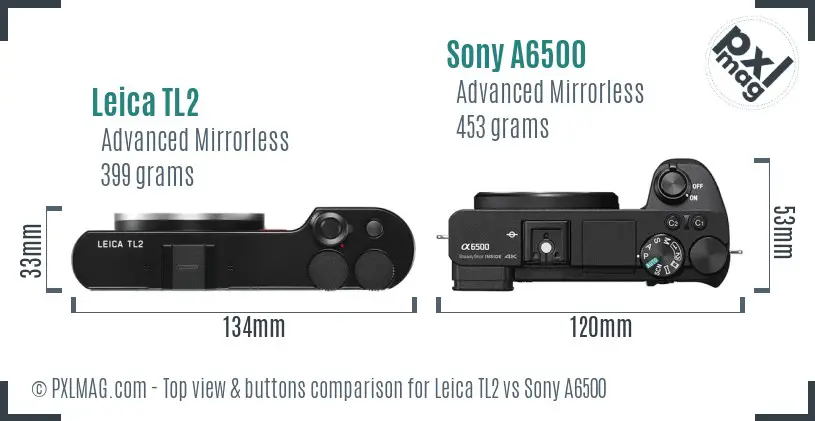 Leica TL2 vs Sony A6500 top view buttons comparison