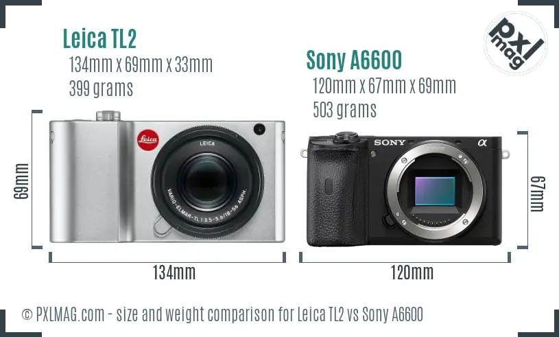 Leica TL2 vs Sony A6600 size comparison