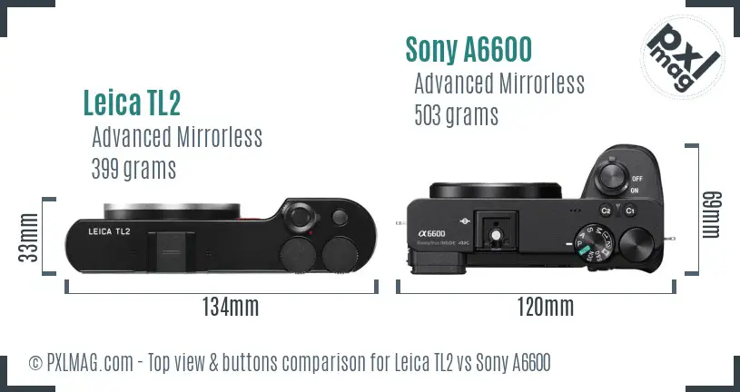 Leica TL2 vs Sony A6600 top view buttons comparison
