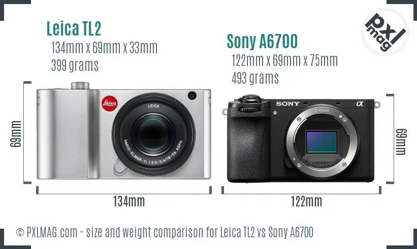 Leica TL2 vs Sony A6700 size comparison