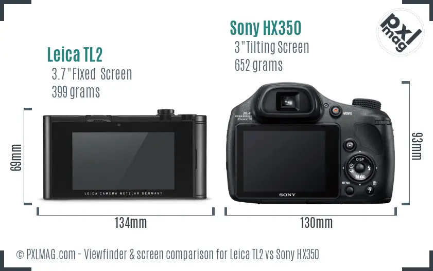 Leica TL2 vs Sony HX350 Screen and Viewfinder comparison