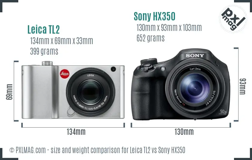 Leica TL2 vs Sony HX350 size comparison