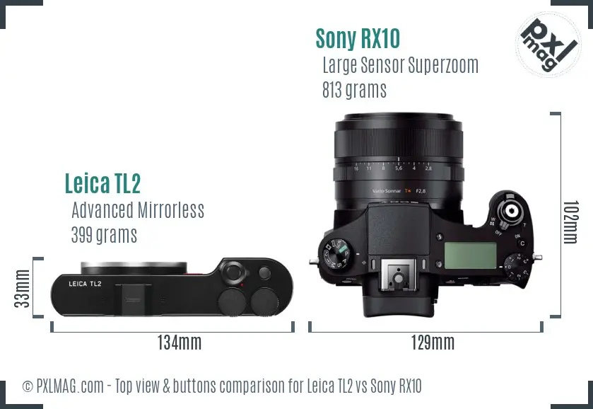 Leica TL2 vs Sony RX10 top view buttons comparison