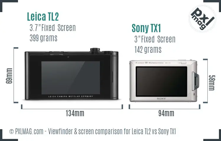 Leica TL2 vs Sony TX1 Screen and Viewfinder comparison