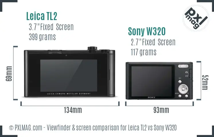 Leica TL2 vs Sony W320 Screen and Viewfinder comparison