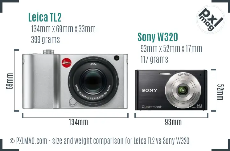 Leica TL2 vs Sony W320 size comparison