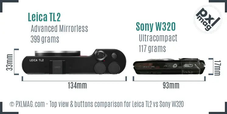 Leica TL2 vs Sony W320 top view buttons comparison