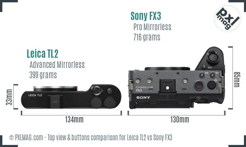 Leica TL2 vs Sony FX3 top view buttons comparison