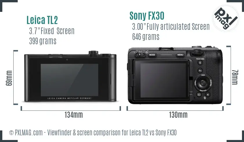 Leica TL2 vs Sony FX30 Screen and Viewfinder comparison
