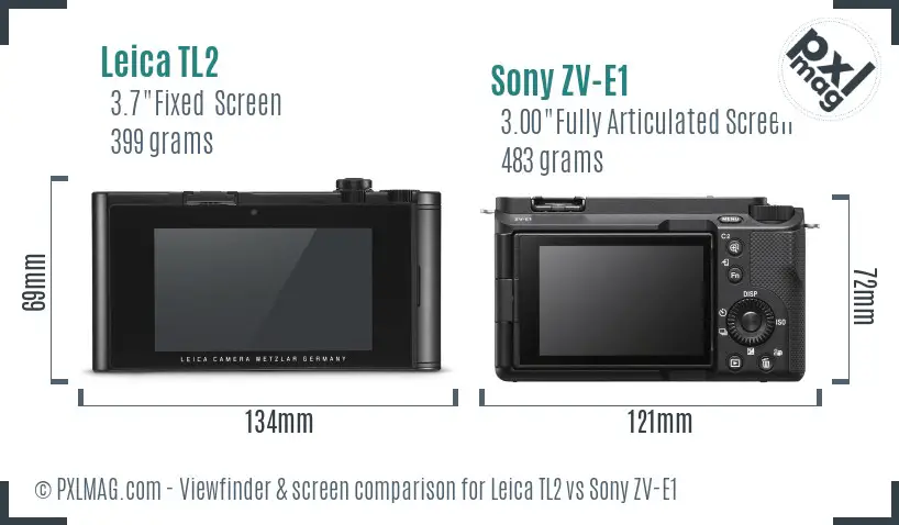 Leica TL2 vs Sony ZV-E1 Screen and Viewfinder comparison