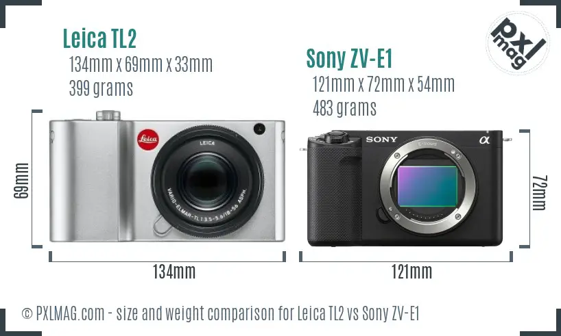 Leica TL2 vs Sony ZV-E1 size comparison