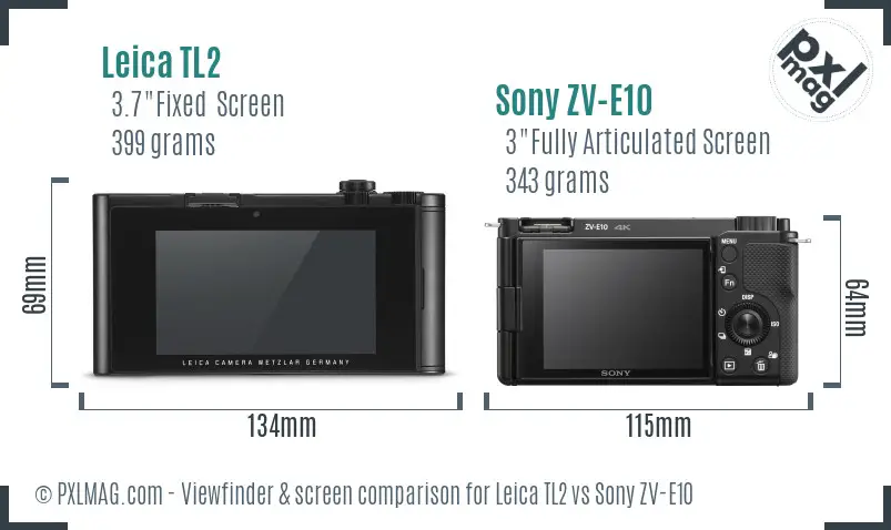 Leica TL2 vs Sony ZV-E10 Screen and Viewfinder comparison