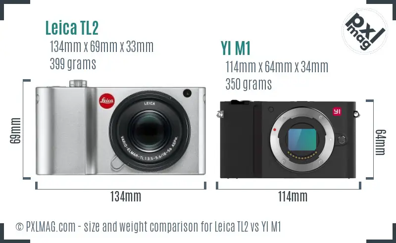 Leica TL2 vs YI M1 size comparison