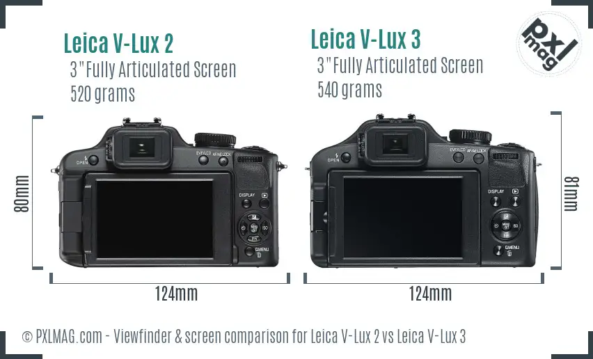 Leica V-Lux 2 vs Leica V-Lux 3 Screen and Viewfinder comparison
