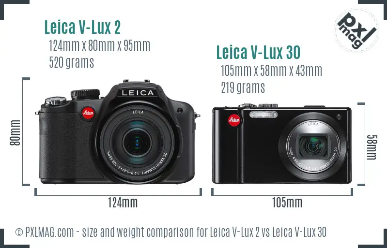 Leica V-Lux 2 vs Leica V-Lux 30 size comparison