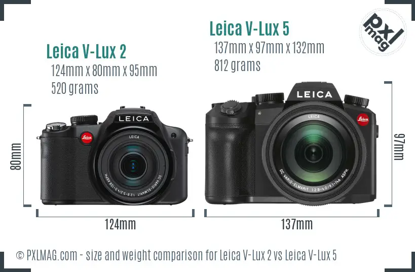 Leica V-Lux 2 vs Leica V-Lux 5 size comparison