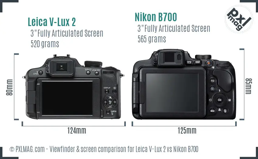 Leica V-Lux 2 vs Nikon B700 Screen and Viewfinder comparison
