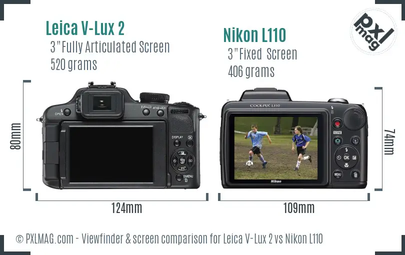 Leica V-Lux 2 vs Nikon L110 Screen and Viewfinder comparison Leica V-Lux 2 vs Nikon L110 Screen and Viewfinder comparison