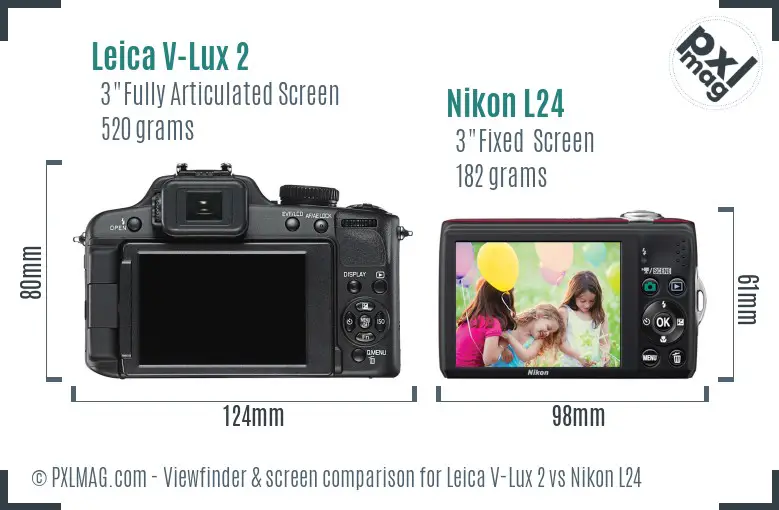 Leica V-Lux 2 vs Nikon L24 Screen and Viewfinder comparison
