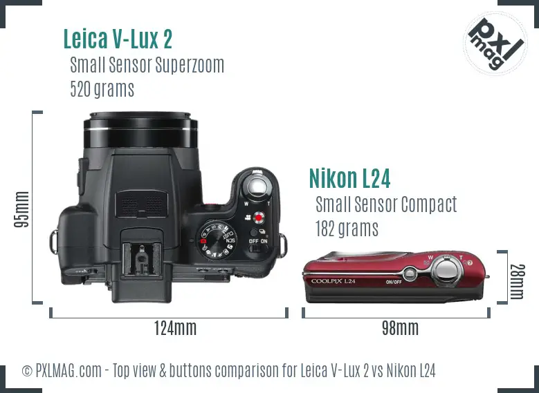 Leica V-Lux 2 vs Nikon L24 top view buttons comparison