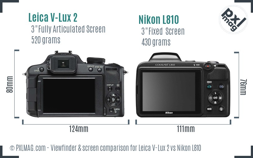 Leica V-Lux 2 vs Nikon L810 Screen and Viewfinder comparison