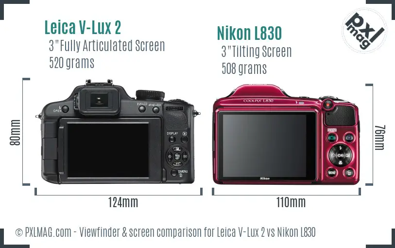 Leica V-Lux 2 vs Nikon L830 Screen and Viewfinder comparison Leica V-Lux 2 vs Nikon L830 Screen and Viewfinder comparison
