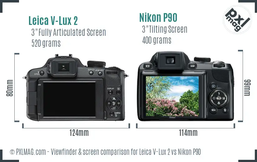 Leica V-Lux 2 vs Nikon P90 Screen and Viewfinder comparison Leica V-Lux 2 vs Nikon P90 Screen and Viewfinder comparison