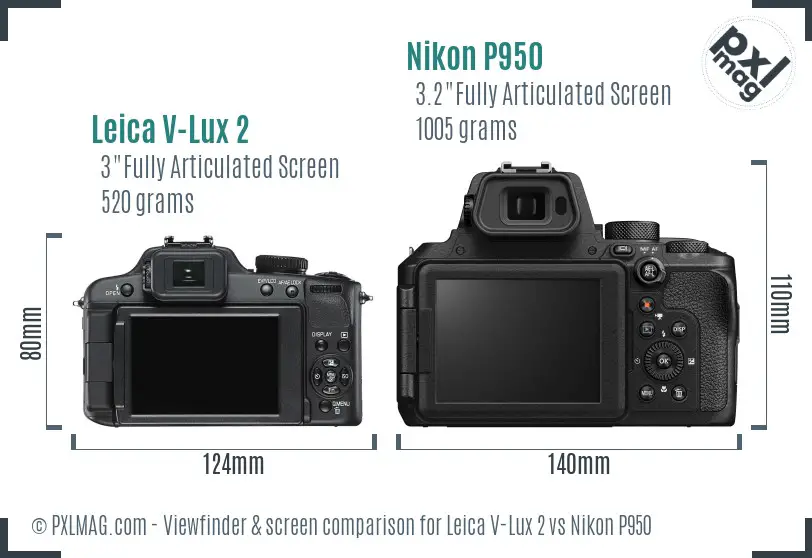 Leica V-Lux 2 vs Nikon P950 Screen and Viewfinder comparison