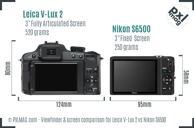 Leica V-Lux 2 vs Nikon S6500 Screen and Viewfinder comparison