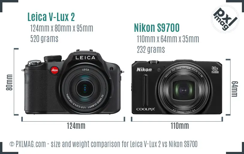 Leica V-Lux 2 vs Nikon S9700 size comparison Leica V-Lux 2 vs Nikon S9700 size comparison