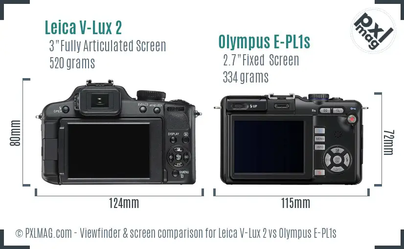 Leica V-Lux 2 vs Olympus E-PL1s Screen and Viewfinder comparison