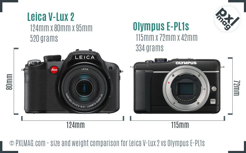 Leica V-Lux 2 vs Olympus E-PL1s size comparison