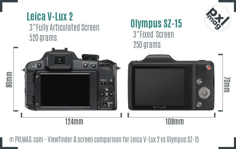 Leica V-Lux 2 vs Olympus SZ-15 Screen and Viewfinder comparison Leica V-Lux 2 vs Olympus SZ-15 Screen and Viewfinder comparison