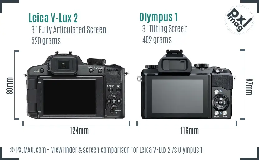 Leica V-Lux 2 vs Olympus 1 Screen and Viewfinder comparison