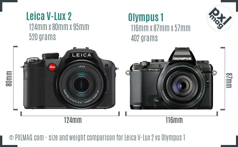 Leica V-Lux 2 vs Olympus 1 size comparison
