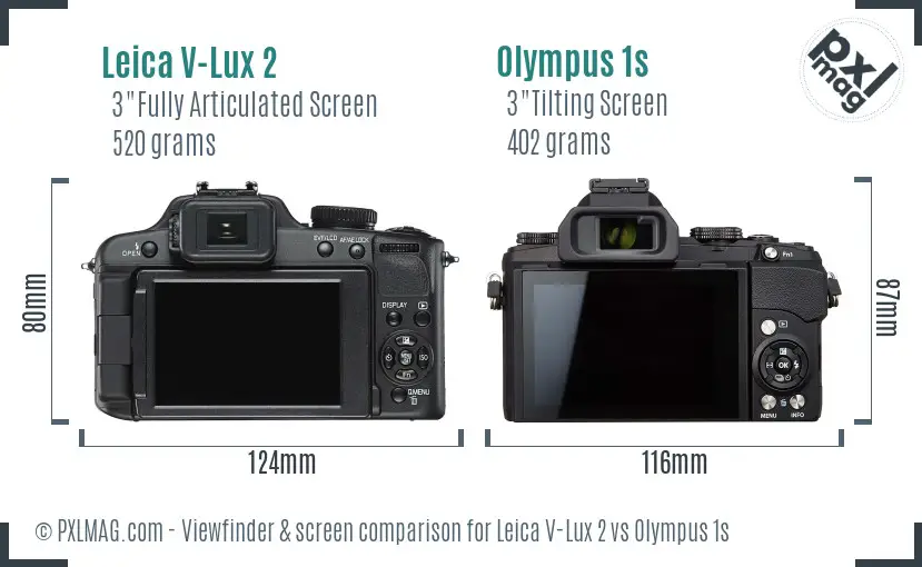 Leica V-Lux 2 vs Olympus 1s Screen and Viewfinder comparison