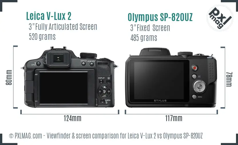 Leica V-Lux 2 vs Olympus SP-820UZ Screen and Viewfinder comparison Leica V-Lux 2 vs Olympus SP-820UZ Screen and Viewfinder comparison