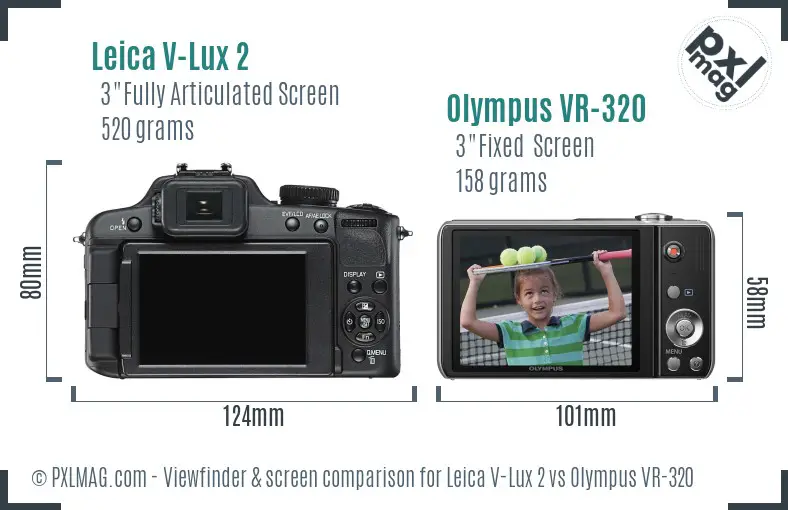 Leica V-Lux 2 vs Olympus VR-320 Screen and Viewfinder comparison