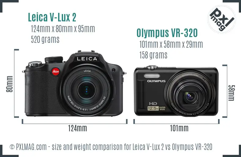 Leica V-Lux 2 vs Olympus VR-320 size comparison Leica V-Lux 2 vs Olympus VR-320 size comparison