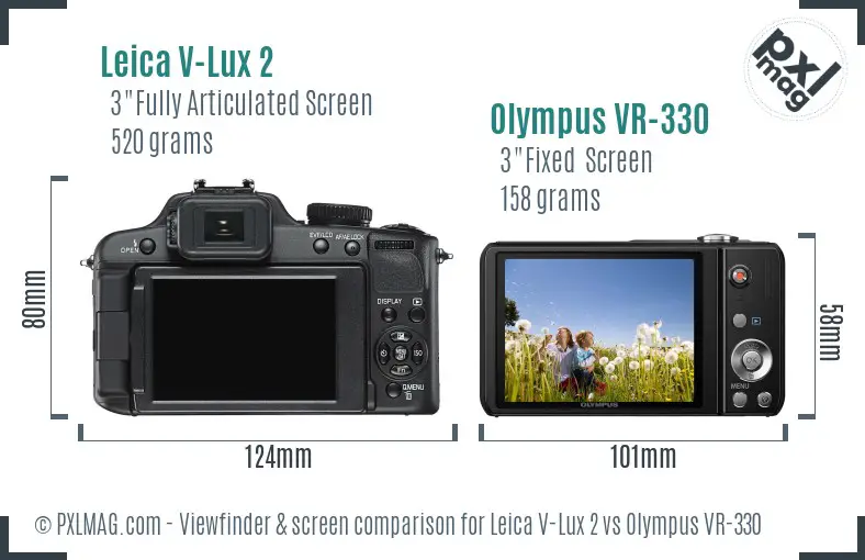 Leica V-Lux 2 vs Olympus VR-330 Screen and Viewfinder comparison