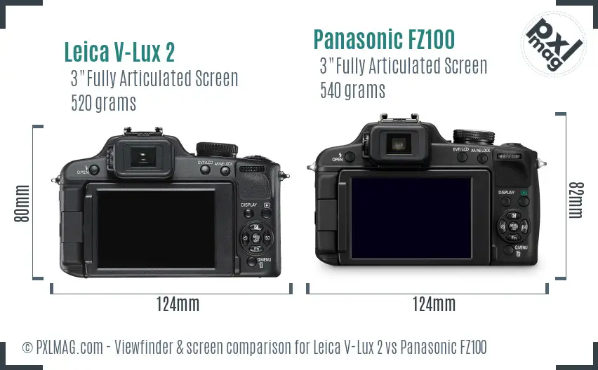 Leica V-Lux 2 vs Panasonic FZ100 Screen and Viewfinder comparison Leica V-Lux 2 vs Panasonic FZ100 Screen and Viewfinder comparison