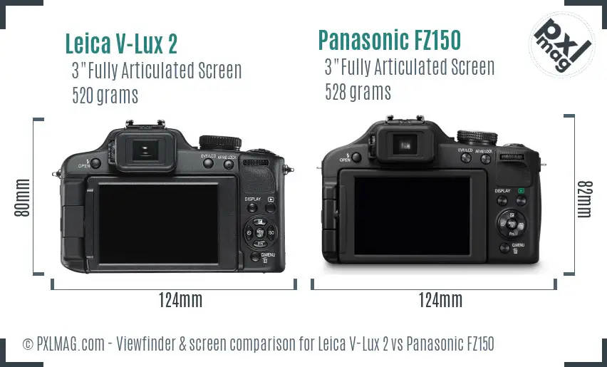 Leica V-Lux 2 vs Panasonic FZ150 Screen and Viewfinder comparison Leica V-Lux 2 vs Panasonic FZ150 Screen and Viewfinder comparison